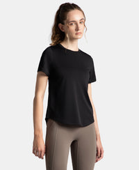 Microfiber Fabric Regular Fit Half Sleeve Breathable Mesh T-Shirt - Black