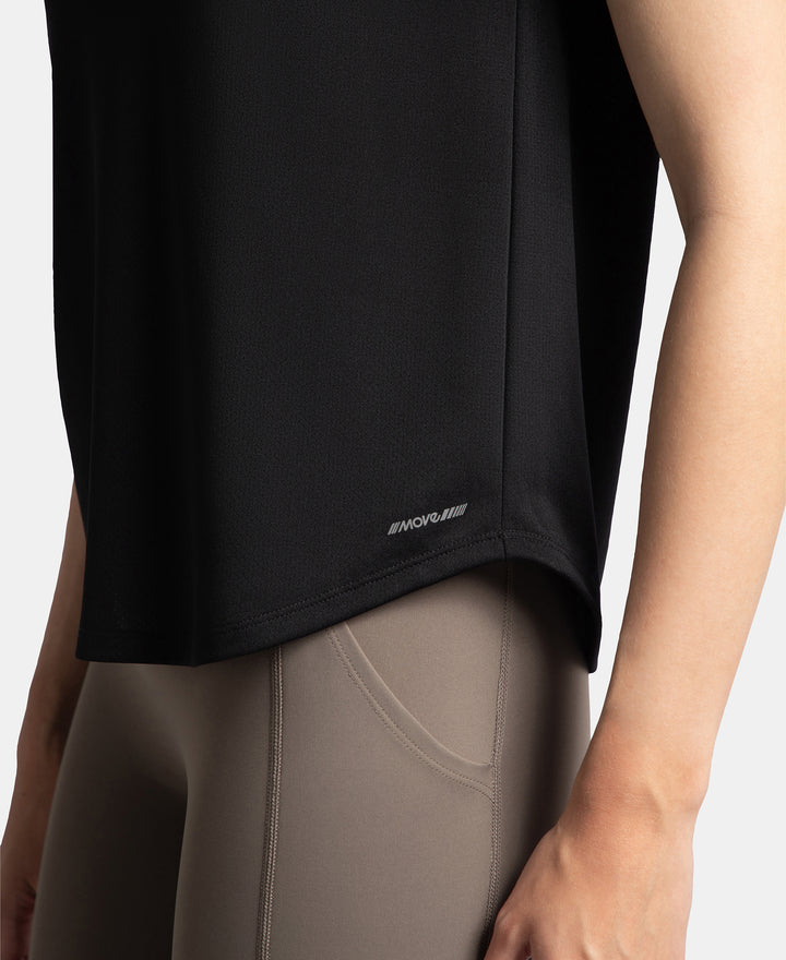 Microfiber Fabric Regular Fit Half Sleeve Breathable Mesh T-Shirt - Black