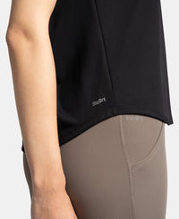 Microfiber Fabric Regular Fit Half Sleeve Breathable Mesh T-Shirt - Black