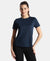 Microfiber Fabric Regular Fit Half Sleeve Breathable Mesh T-Shirt - Cosmic Sapphire