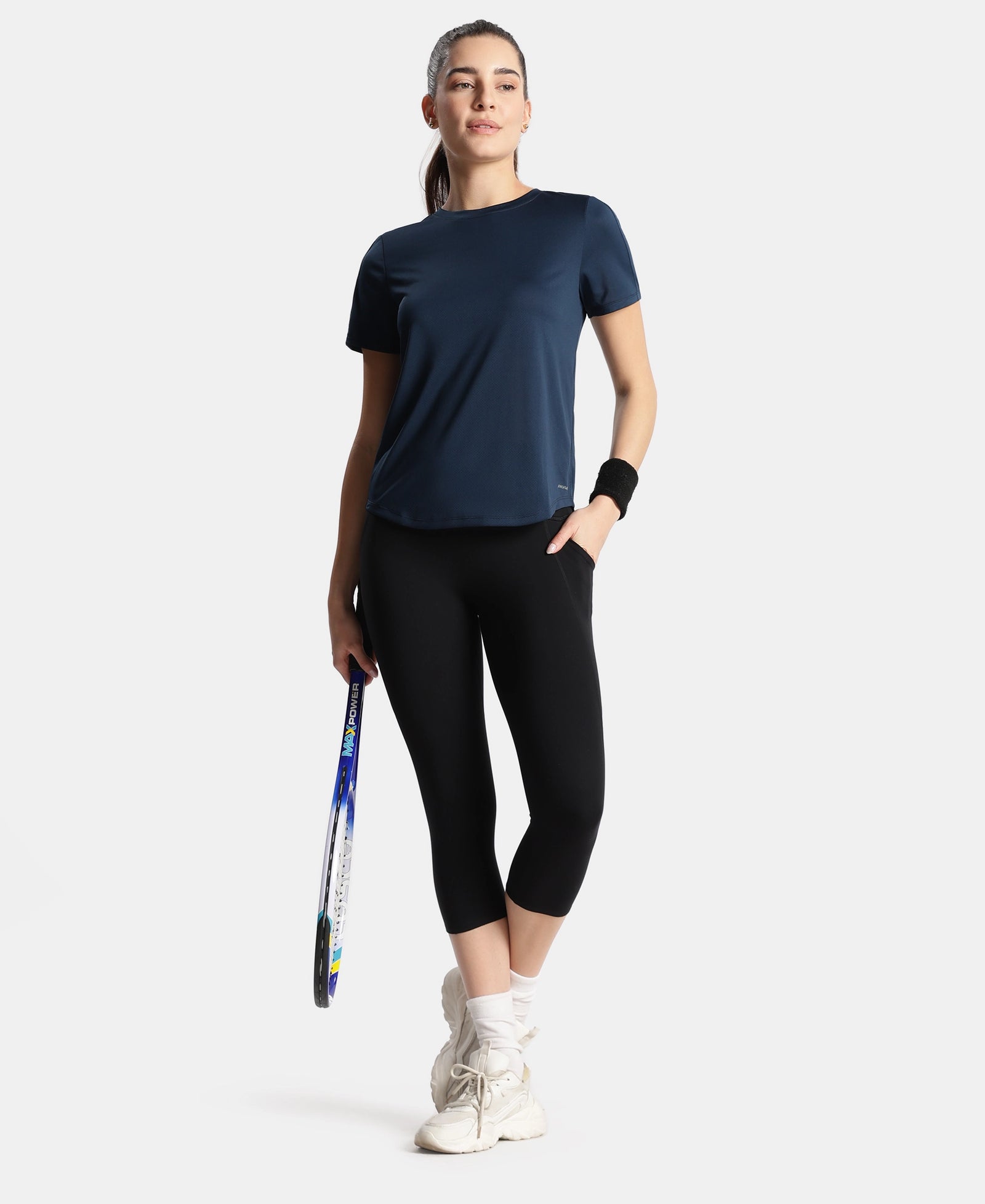 Microfiber Fabric Regular Fit Half Sleeve Breathable Mesh T-Shirt - Cosmic Sapphire