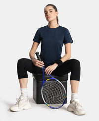 Microfiber Fabric Regular Fit Half Sleeve Breathable Mesh T-Shirt - Cosmic Sapphire