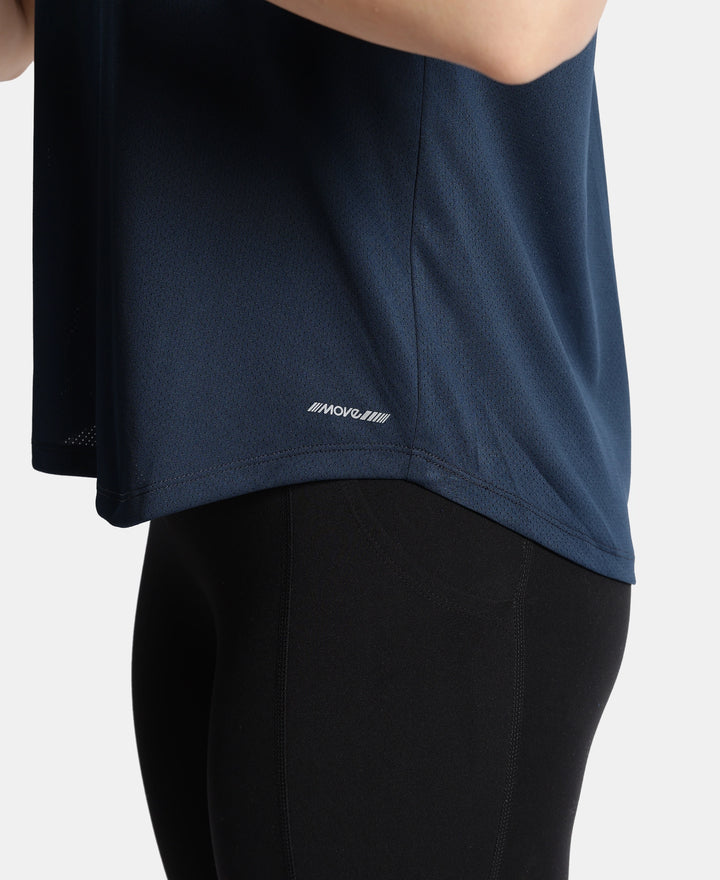 Microfiber Fabric Regular Fit Half Sleeve Breathable Mesh T-Shirt - Cosmic Sapphire