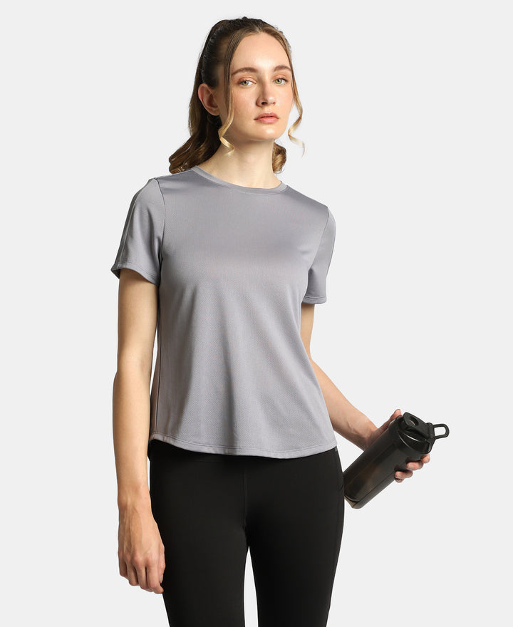 Microfiber Fabric Regular Fit Half Sleeve Breathable Mesh T-Shirt - Grey