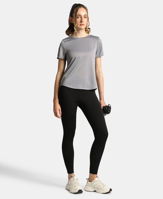 Microfiber Fabric Regular Fit Half Sleeve Breathable Mesh T-Shirt - Grey
