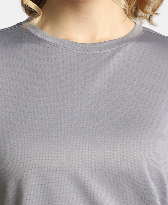Microfiber Fabric Regular Fit Half Sleeve Breathable Mesh T-Shirt - Grey