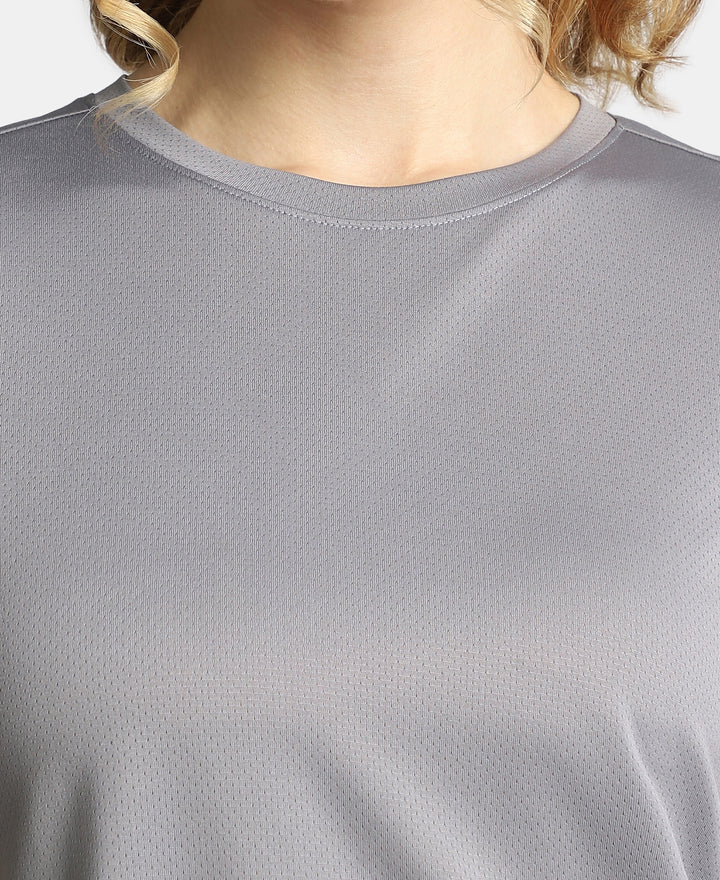 Microfiber Fabric Regular Fit Half Sleeve Breathable Mesh T-Shirt - Grey