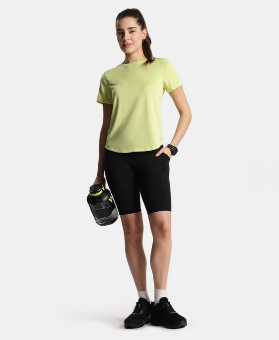 Microfiber Fabric Regular Fit Half Sleeve Breathable Mesh T-Shirt - Daiquiri Green