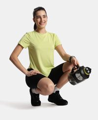 Microfiber Fabric Regular Fit Half Sleeve Breathable Mesh T-Shirt - Daiquiri Green