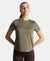 Microfiber Fabric Regular Fit Half Sleeve Breathable Mesh T-Shirt - Earth