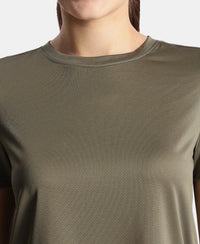 Microfiber Fabric Regular Fit Half Sleeve Breathable Mesh T-Shirt - Earth