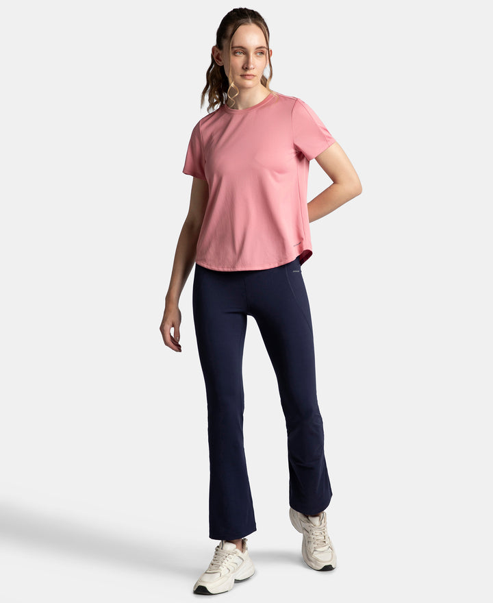 Microfiber Fabric Regular Fit Half Sleeve Breathable Mesh T-Shirt - Rose