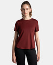 Microfiber Fabric Regular Fit Half Sleeve Breathable Mesh T-Shirt - Tawny Port