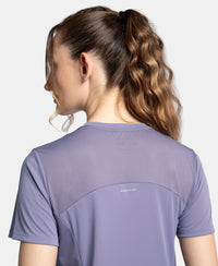 Microfiber Fabric Regular Fit Half Sleeve Breathable Mesh T-Shirt with Curved Hem Styling - Cosmic
