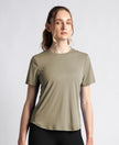 Microfiber Fabric Regular Fit Half Sleeve Breathable Mesh Tshirt with Curved Hem Styling - Earth