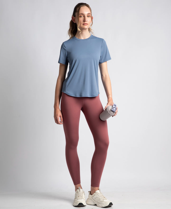 Microfiber Fabric Regular Fit Half Sleeve Breathable Mesh T-Shirt with Curved Hem Styling - Frost