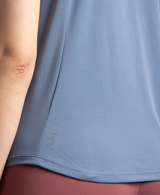 Microfiber Fabric Regular Fit Half Sleeve Breathable Mesh T-Shirt with Curved Hem Styling - Frost