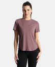 Microfiber Fabric Regular Fit Half Sleeve Breathable Mesh Tshirt with Curved Hem Styling - Flint