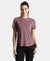 Microfiber Fabric Regular Fit Half Sleeve Breathable Mesh Tshirt with Curved Hem Styling - Flint