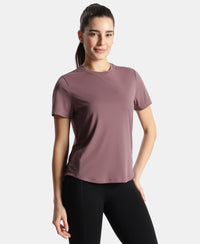 Microfiber Fabric Regular Fit Half Sleeve Breathable Mesh Tshirt with Curved Hem Styling - Flint