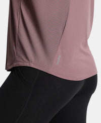 Microfiber Fabric Regular Fit Half Sleeve Breathable Mesh Tshirt with Curved Hem Styling - Flint