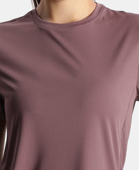 Microfiber Fabric Regular Fit Half Sleeve Breathable Mesh Tshirt with Curved Hem Styling - Flint