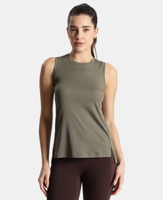 Microfiber Fabric Regular Fit Tank Top with StayDry Treatment - Earth