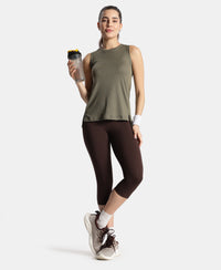 Microfiber Fabric Regular Fit Tank Top with StayDry Treatment - Earth