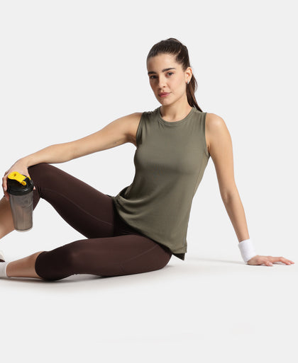 Microfiber Fabric Regular Fit Tank Top with StayDry Treatment - Earth