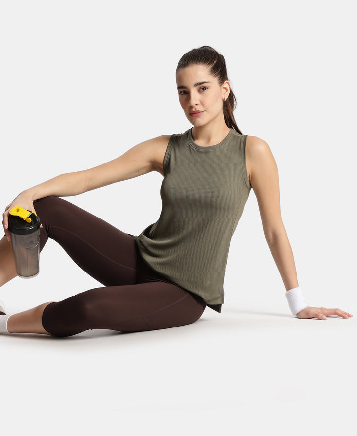 Microfiber Fabric Regular Fit Tank Top with StayDry Treatment - Earth