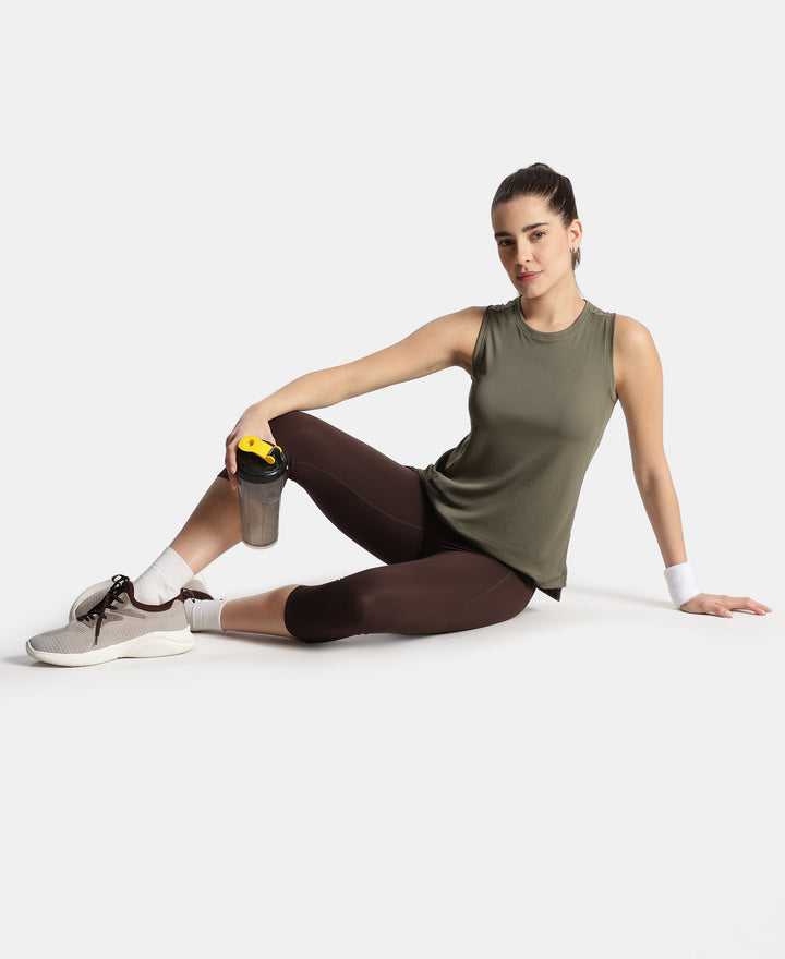 Microfiber Fabric Regular Fit Tank Top with StayDry Treatment - Earth