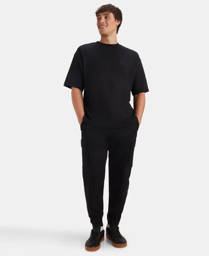 Super Combed Cotton Rich Graphic Printed Oversized T-Shirt - Deep Black