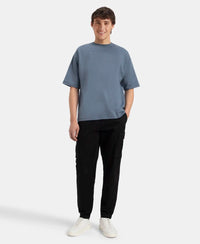 Super Combed Cotton Rich Graphic Printed Oversized T-Shirt - Blue