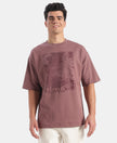 Super Combed Cotton Rich Graphic Printed Oversized T-Shirt - Rose Taupe
