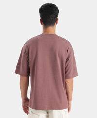 Super Combed Cotton Rich Graphic Printed Oversized T-Shirt - Rose Taupe