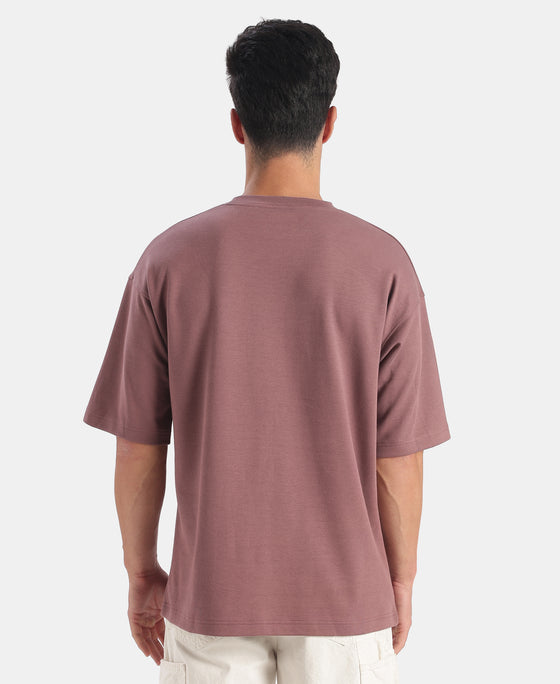 Super Combed Cotton Rich Graphic Printed Oversized T-Shirt - Rose Taupe