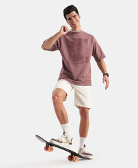Super Combed Cotton Rich Graphic Printed Oversized T-Shirt - Rose Taupe