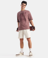 Super Combed Cotton Rich Graphic Printed Oversized T-Shirt - Rose Taupe