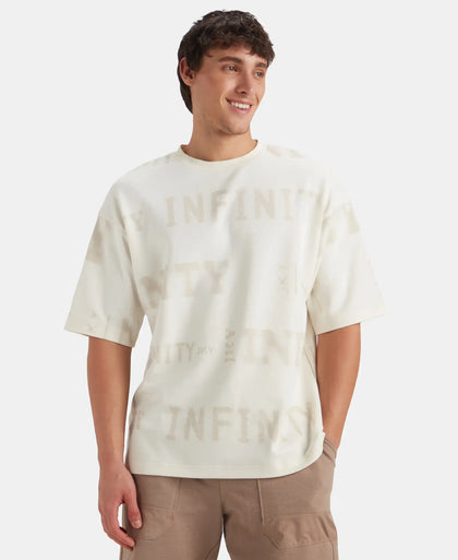 Super Combed Cotton Rich Graphic Printed Oversized T-Shirt - Snow White