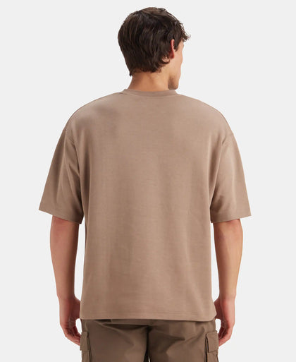 Super Combed Cotton Rich Graphic Printed Oversized T-Shirt - Taupe Grey