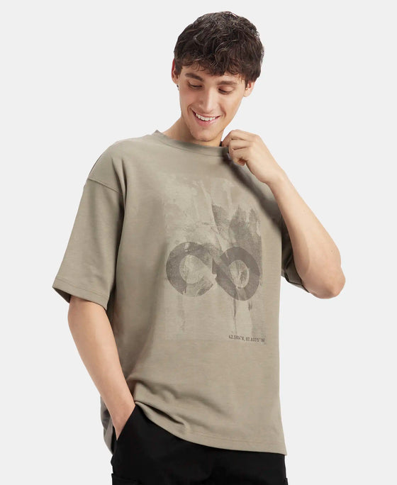 Super Combed Cotton Rich Graphic Printed Oversized T-Shirt - Vetiver