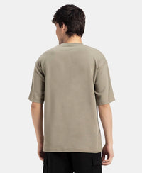 Super Combed Cotton Rich Graphic Printed Oversized T-Shirt - Vetiver
