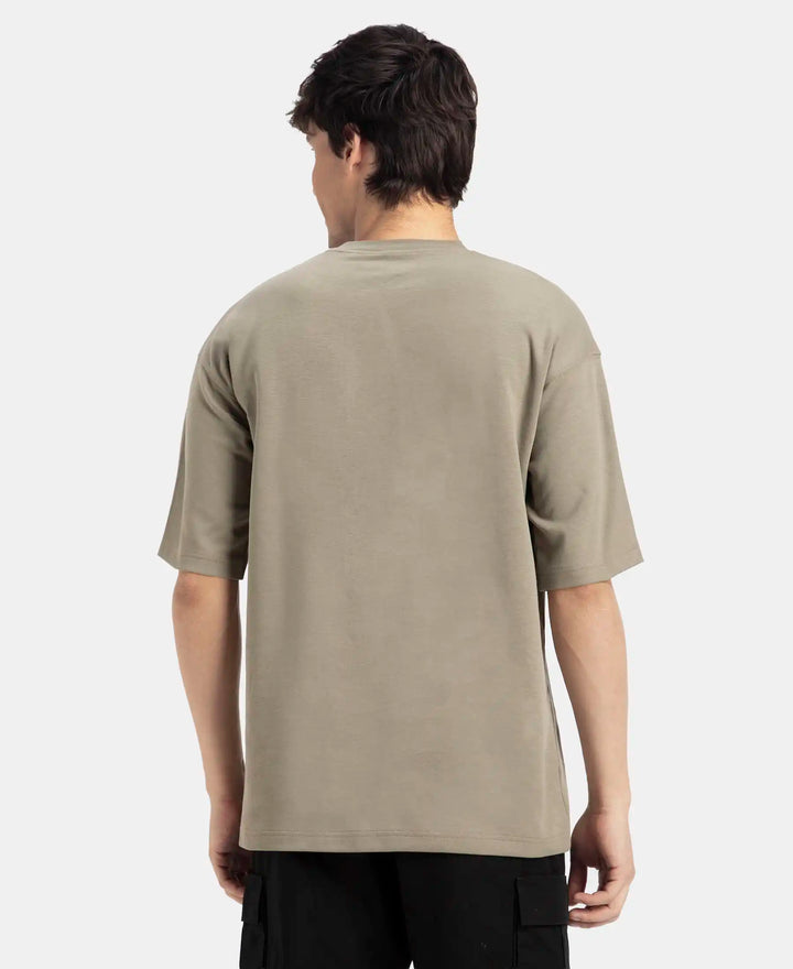 Super Combed Cotton Rich Graphic Printed Oversized T-Shirt - Vetiver