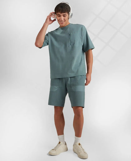 Super Combed Cotton Oversized T-Shirt with Zipper Pocket - China Blue