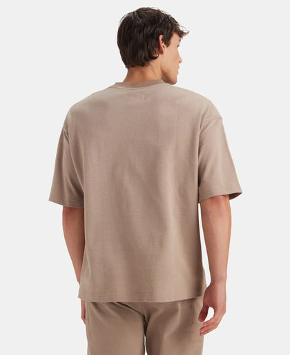 Super Combed Cotton Oversized T-Shirt with Zipper Pocket - Taupe Grey
