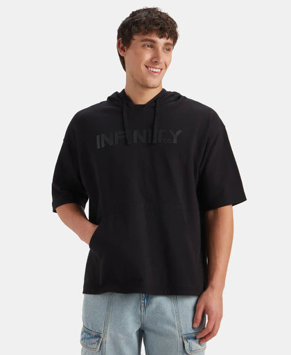 Super Combed Cotton Oversized Hoodie T-Shirt - Deep Black