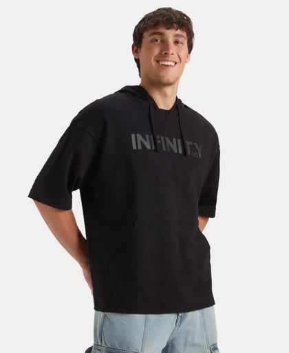 Super Combed Cotton Oversized Hoodie T-Shirt - Deep Black