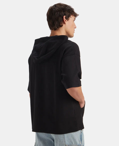 Super Combed Cotton Oversized Hoodie T-Shirt - Deep Black