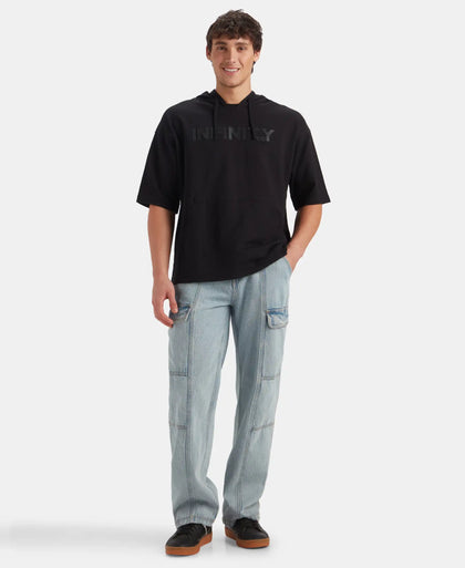 Super Combed Cotton Oversized Hoodie T-Shirt - Deep Black