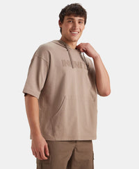 Super Combed Cotton French Terry Oversized Hoodie T-Shirt - Taupe Grey
